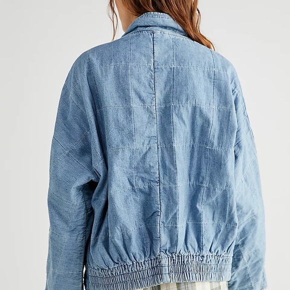 Free People Dolman Quilted Denim Jacket - Picture 3 of 10